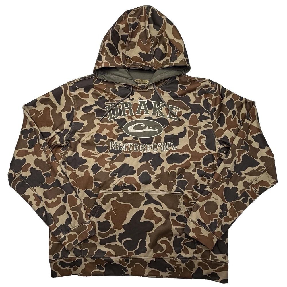 Drake Waterfowl MST Performance Hoodie Men's XL Old School Camo Hunting